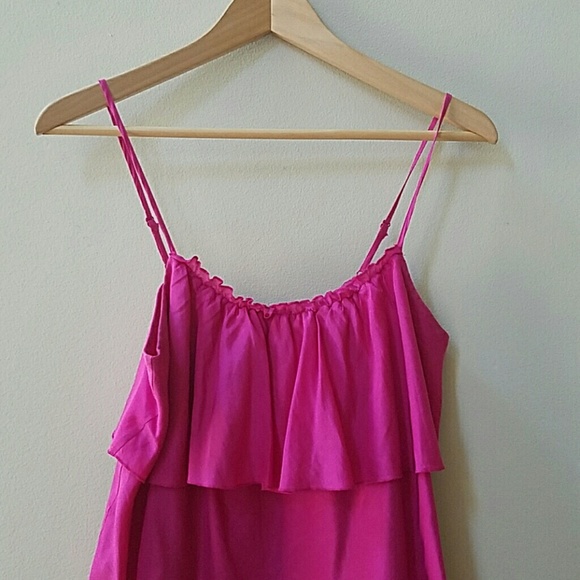 GAP Silk/Cotton Blend Ruffle Pink Tank Size Small - Picture 3 of 7